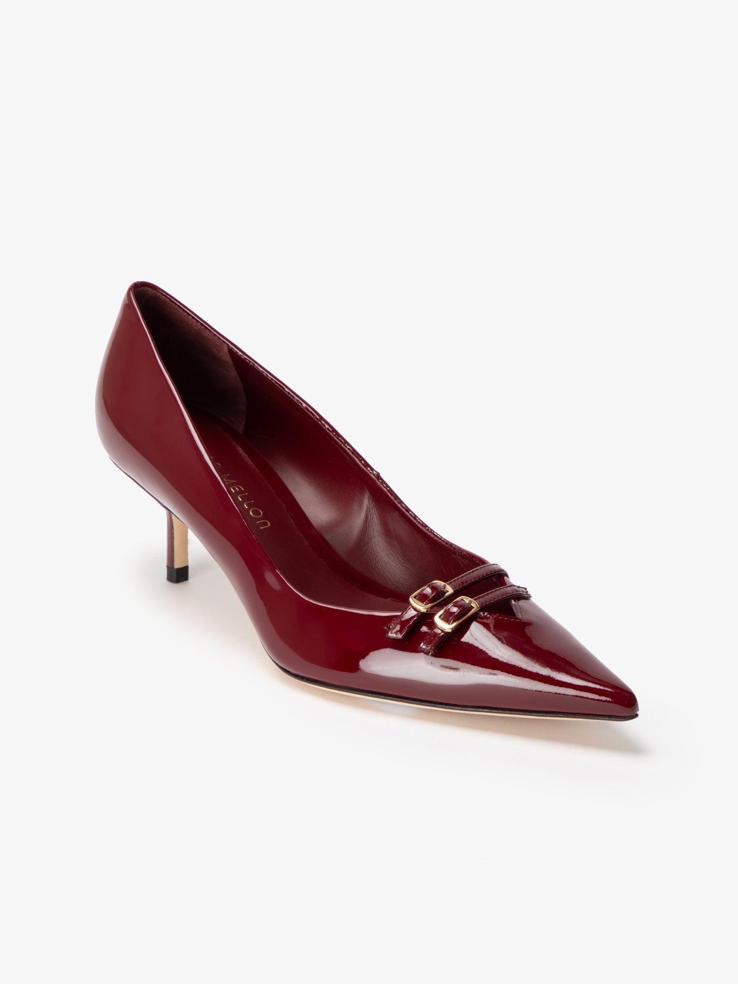 Tamara offers Mellon FELLINI Glossy Leather Pumps Loafer Heel Shoe Red Burgundy 38.5